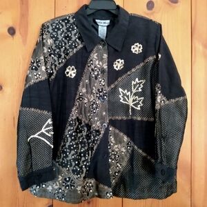 Beautiful Indigo Moon Jacket with Floral Applique/Embroidery